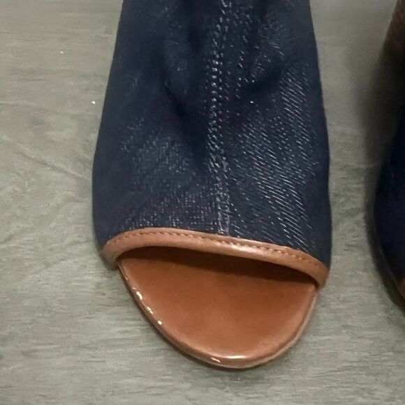 Franco Sarto Dawne Stretchy Denim Slingback Shoes Womens Sz 7‎ Blue Casual Heels - Picture 5 of 16